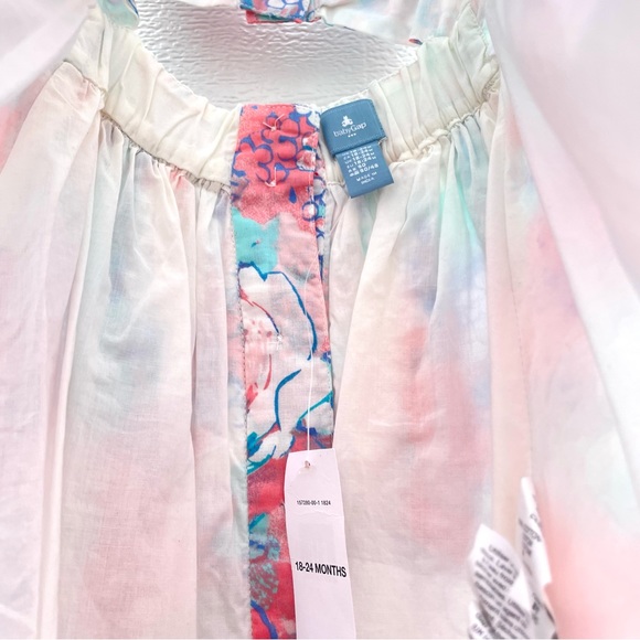Gap Factory 18-24 dress watercolor cotton candy floral peekaboo back with button - Picture 4 of 10